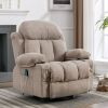 Vanbow.Swinging recliner massage heated sofa, with USB and 2 cup holders in side pockets, PackageA and B (Beige fabric)