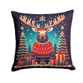 Moose Christmas Throw Pillow Machine Washable, Indoor Outdoor Decorative Pillow for Couch, Bed or Patio, 18Hx18W