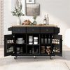 Kitchen Cart Drop-Leaf Countertop, Cabinet w/internal storage racks