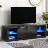 Modern TV Stand with 2 Tempered Glass Shelves, High Gloss Entertainment Center for TVs Up to 70''