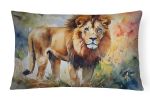 NEW Watercolor Wildlife Throw Pillow Throw Pillow for Indoor Couch Bed Outdoor Patio Washable, Lion 2953,12Hx16W