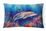 Nautical Collection Throw Pillow Throw Pillow for Indoor Couch Bed Outdoor Patio Washable, Dolphin 2783,12Hx16W