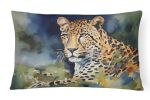 NEW Watercolor Wildlife Throw Pillow Indoor/Outdoor Washable, Leopard 2946,12Hx16W