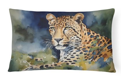 NEW Watercolor Wildlife Throw Pillow Throw Pillow for Indoor Couch Bed Outdoor Patio Washable, Leopard 2946,12Hx16W