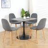 Light Grey Modern Fabric Chairs with wood-transfer Metal Leg set of 4