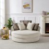 Swivel Round Barrel Chair, 5 Pillows 360 Degree Swivel for Living Room, Bedroom, Beige