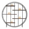 Round 5-Tier Metal Plant Stand bookcase storage rack, Indoor Living Room Terrace Garden Balcony Display Stand. Rustic Brown