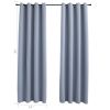 Blackout Curtains with Rings 2 pcs Gray 54"x84" Fabric