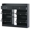 Modern Shoe Cabinet with 4 Flip Drawers, Multifunctional 2-Tier Shoe Storage Organizer with Drawers, Free Standing Shoe Rack for Entrance Hallway