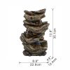 9x5x14" Indoor Brown Wood-Look Water Fountain, 4-Tier Polyresin Cascading Wood Tabletop Fountain with LED Light