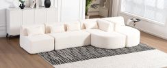 143.7" Upholstered Sofa, 2 Chaise Lounge and 5 Back Pillows, Beige