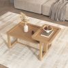 Modern 2 Piece Nesting Rattan Wood+ MDF Coffee Table Set in Natural