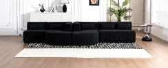 143.7" Upholstered Sofa Free-combined Sofa Couch with Two Chaise Lounge and Five Back Pillows for Living Room, Black