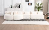 143.7" Upholstered Sofa, 2 Chaise Lounge and 5 Back Pillows, Beige