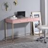 Pink High Gloss and Gold 2-drawer Writing Desk