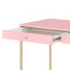 Pink High Gloss and Gold 2-drawer Writing Desk