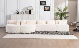 143.7" Upholstered Sofa, 2 Chaise Lounge and 5 Back Pillows, Beige