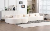 143.7" Upholstered Sofa, 2 Chaise Lounge and 5 Back Pillows, Beige