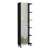 Urano Mirror Linen Cabinet, Four Interior Shelves, Five External Shelves -Black