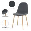 Light Grey Modern Fabric Chairs with wood-transfer Metal Leg set of 4