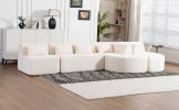 143.7" Upholstered Sofa, 2 Chaise Lounge and 5 Back Pillows, Beige