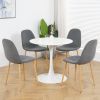 Light Grey Modern Fabric Chairs with wood-transfer Metal Leg set of 4