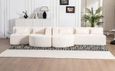 143.7" Upholstered Sofa, 2 Chaise Lounge and 5 Back Pillows, Beige