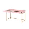 Pink High Gloss and Gold 2-drawer Writing Desk