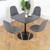 Light Grey Modern Fabric Chairs with wood-transfer Metal Leg set of 4