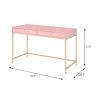 Pink High Gloss and Gold 2-drawer Writing Desk