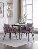 Pure Purple Modern Velvet Dining Chairs Set of 2 Hand Weaving Accent Chairs Living Room Chairs Upholstered Side Chair with Black Metal Legs for Dining