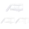 Full over Full Size Metal Bunk Bed with Slide and Guardrails, White