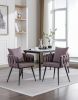 Pure Purple Modern Velvet Dining Chairs Set of 2 Hand Weaving Accent Chairs Living Room Chairs Upholstered Side Chair with Black Metal Legs for Dining