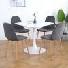 Light Grey Modern Fabric Chairs with wood-transfer Metal Leg set of 4