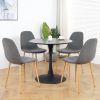 Light Grey Modern Fabric Chairs with wood-transfer Metal Leg set of 4