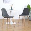 Light Grey Modern Fabric Chairs with wood-transfer Metal Leg set of 4