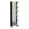 Urano Mirror Linen Cabinet, Four Interior Shelves, Five External Shelves -Black