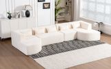 143.7" Upholstered Sofa, 2 Chaise Lounge and 5 Back Pillows, Beige