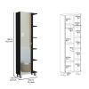 Urano Mirror Linen Cabinet, Four Interior Shelves, Five External Shelves -Black