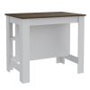 Cala Kitchen Island, Four Legs, Three Shelves -White / Walnut