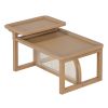 Modern 2 Piece Nesting Rattan Wood+ MDF Coffee Table Set in Natural