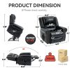 Power Lift Recliner Chair Heat Massage Dual Motor Infinite Position Up to 350 LBS, Genuine Leather, Heavy Duty Motion Mechanism with USB Ports, Black