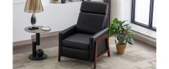 Wood-Framed PU Leather Recliner Chair Adjustable Home Theater Seating with Thick Seat Cushion and Backrest Modern Living Room Recliners