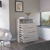 Peru L Four Drawer Dresser, Superior Top, One Open Shelf -Light Gray / White