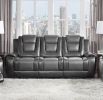 Modern Luxury Living Room Sofa Set 3pc Reclining Sofa Loveseat Glider Reclining Chair Formal Furniture Premium Faux Leather Upholstery Comfortable Two