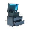 LED Nightstand Modern Black Nightstand with Led Lights Wood Led Bedside Table Nightstand with 2 High Gloss Drawers for Bedroom