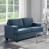 2pc Sofa Set Blue Textured Fabric Upholstered Sofa and Loveseat