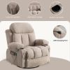 Vanbow.Swinging recliner massage heated sofa, with USB and 2 cup holders in side pockets, PackageA and B (Beige fabric)