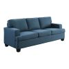 2pc Sofa Set Blue Textured Fabric Upholstered Sofa and Loveseat