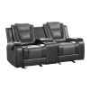 Modern Luxury Living Room Sofa Set 3pc Reclining Sofa Loveseat Glider Reclining Chair Formal Furniture Premium Faux Leather Upholstery Comfortable Two